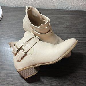 Wild Diva Cream Ankle Boots